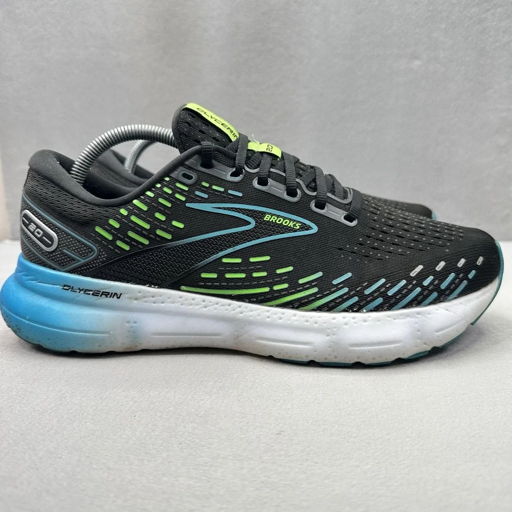 Mens Size 10 (D) Brooks Glycerin 20 Shoes Black / Green Athletic Running Sneaker